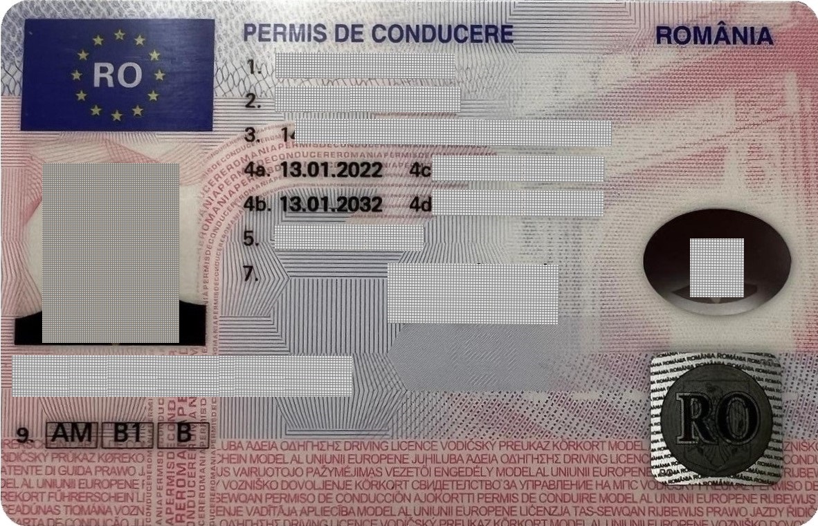 Rumänischer Karten-Führerschein persünlich Daten verpixelt