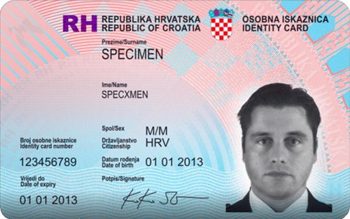 so sieht eine kroatische Identitätskarte aus